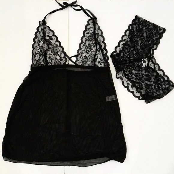 Babydoll Lingerie Dress with Matching Panties - Picture 2 of 2